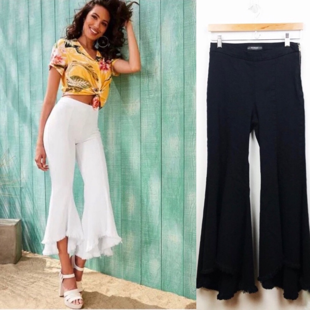 Guess Sofia 1981 Mid-Rise Fringe Black Jeans